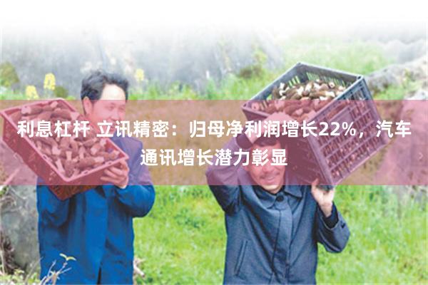 利息杠杆 立讯精密：归母净利润增长22%，汽车通讯增长潜力彰显