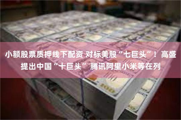 小额股票质押线下配资 对标美股“七巨头”！高盛提出中国“十巨头” 腾讯阿里小米等在列